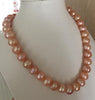 ELEGANT 11-13mm SOUTH SEA BAROQUE GOLD PINK PEARL NECKLACE