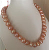 ELEGANT 11-13mm SOUTH SEA BAROQUE GOLD PINK PEARL NECKLACE