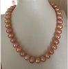 ELEGANT 11-13mm SOUTH SEA BAROQUE GOLD PINK PEARL NECKLACE