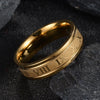8 mm 316L Stainless Steel Wedding Band Ring Roman Numerals Gold Black Co Punk Rings for Men Women Fashion Jewelry