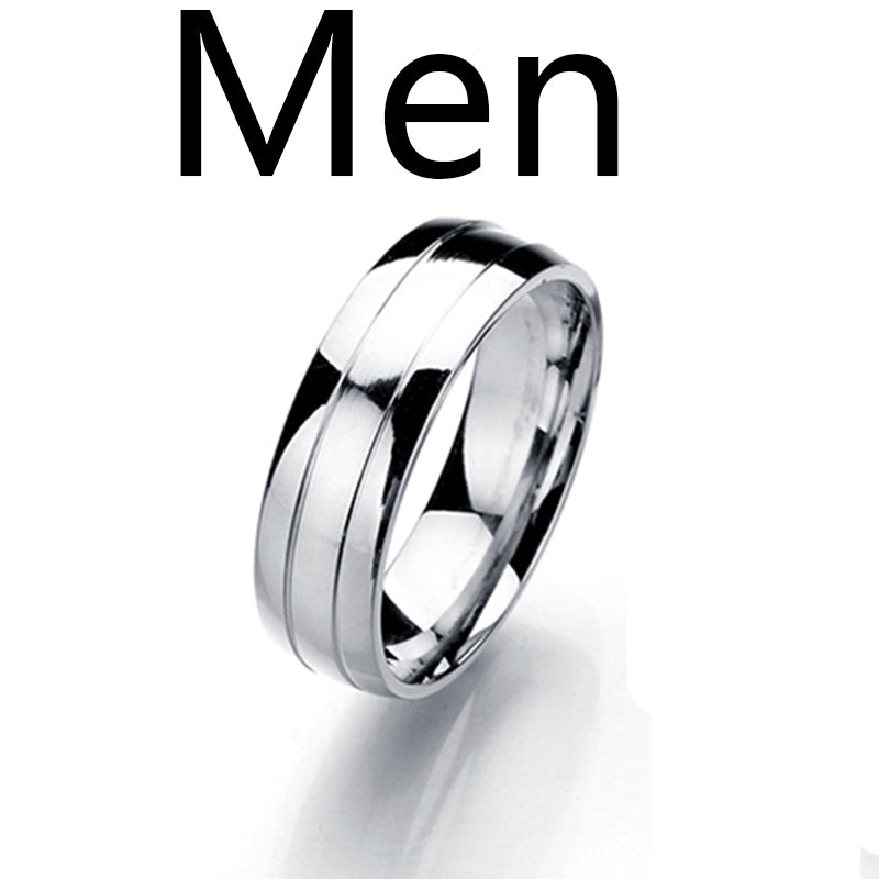 High Quality Shining Cubic Zircon Lover's Engagement Rings Titanium 316L Stainless Steel Wedding Ring for Women Couple