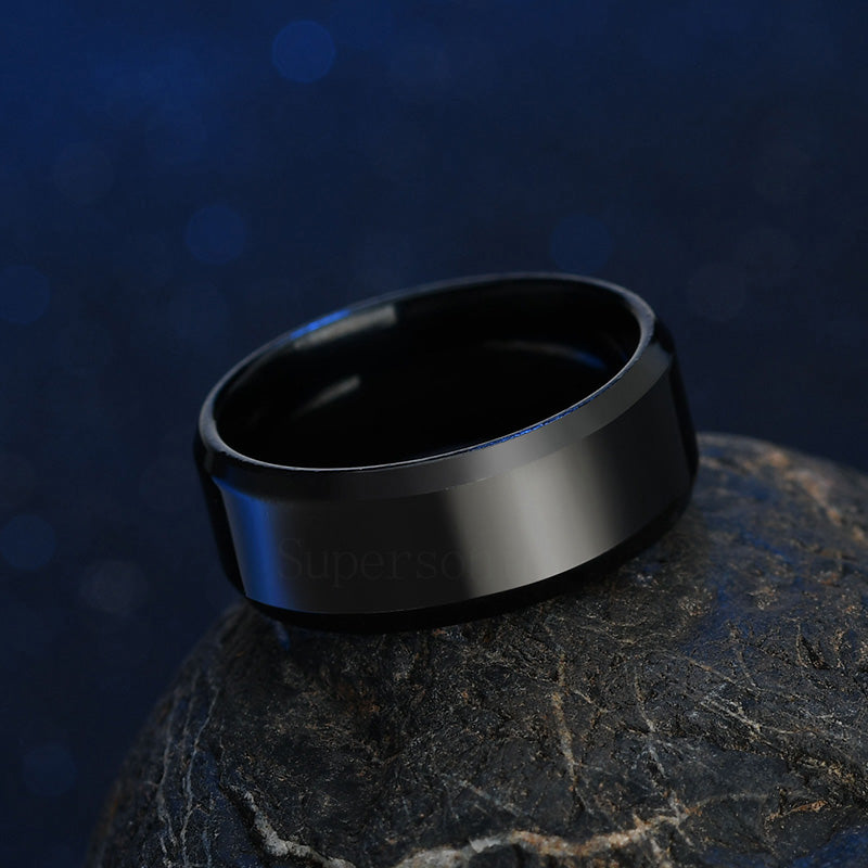High Quality Titanium Stainless Steel Rings Black For Men Gold Silver Blue Multi Color Smart US Size 5-13