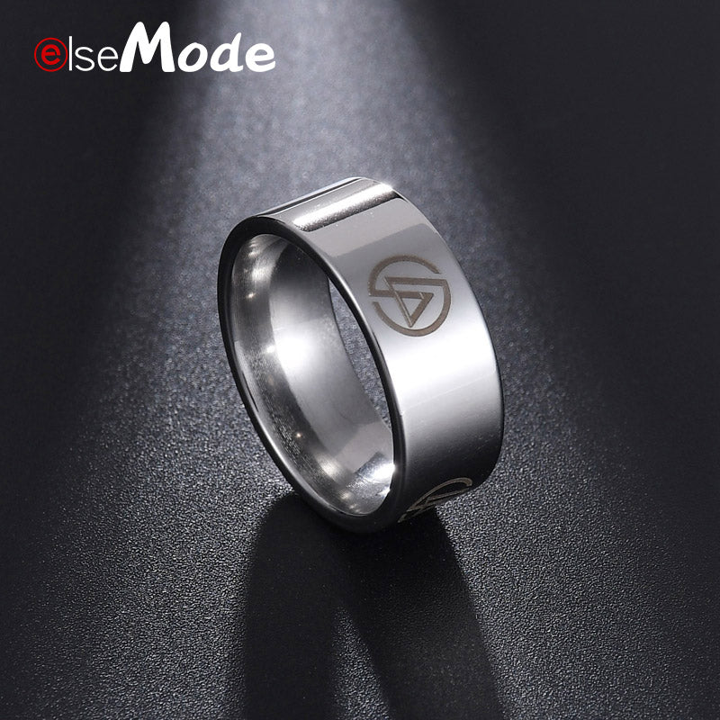 Rock Linkin Park Fans Logo Black 8mm Ring For Men Boy 316L Stainless Steel Party Gift