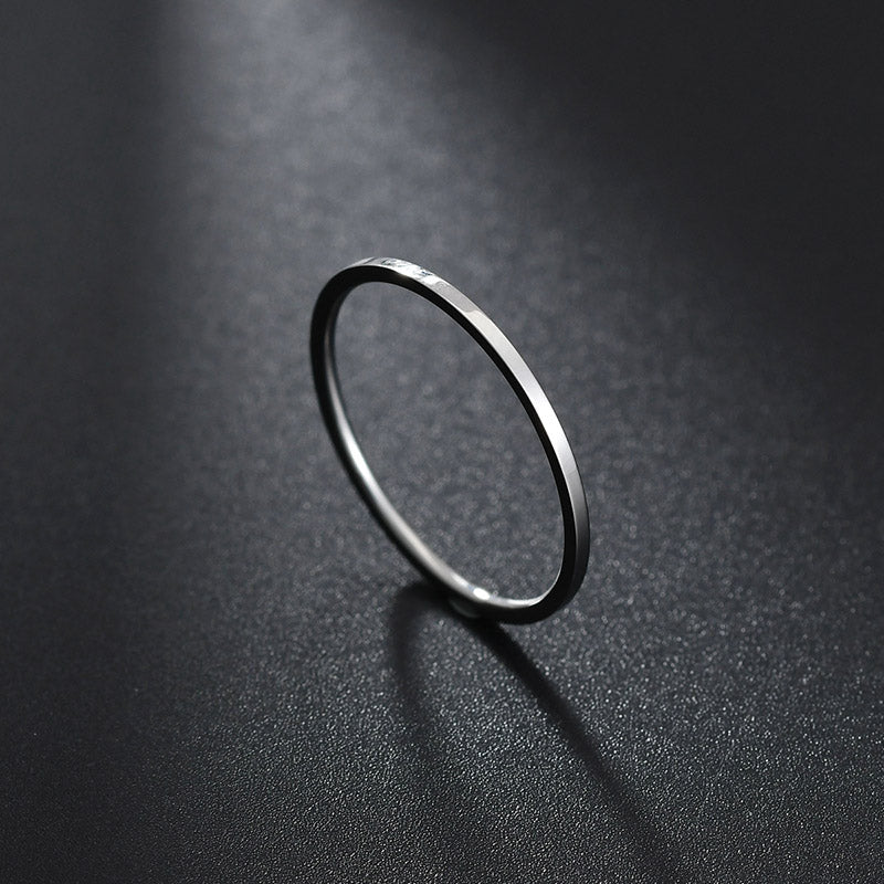 Rose Gold 1.1 mm Simple Titanium Steel Smooth Engagement Wedding Couple Rings For Women Girl Jewelry Gift