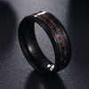 Titanium Steel Black Carbon Fiber Mens Co Rings Fashion Red Blue Ring Anel Masculino Jewelry