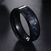 Titanium Steel Black Carbon Fiber Mens Co Rings Fashion Red Blue Ring Anel Masculino Jewelry