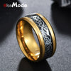 Vintage 316L Stainless Steel Dragon Rings 8 MM For Men Women Gold Silver Black Charms Lovers Drop Shipping