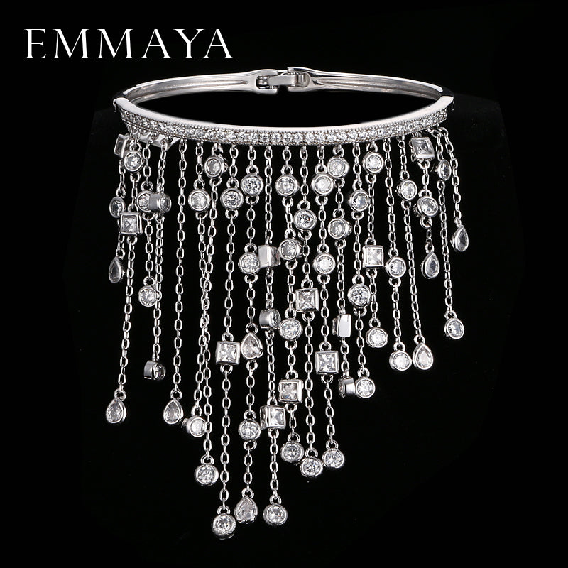 Luxury AAA Cz Tassel Bracelet Bangle Femme Charm Crystal Crystal Bracelets Bangles Unique Hand Jewelry