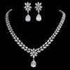 EMMAYA Romantic Trendy Set Jewelry Flower Design Water Drop CZ Wedding Jewelry Sets For Brides Silver-color Jewelry