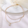 EN 2021 Double Layer Chain Gold Choker Necklace Women Korean Style Pearl Pendant Necklace Jewelry Collar Gifts Party
