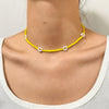 EN 2021 Korea Lovely Daisy Flowers Colorful Beaded Charm Statement Short Choker Necklace for Women Vacation Jewelry