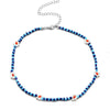 EN 2021 Korea Lovely Daisy Flowers Colorful Beaded Charm Statement Short Choker Necklace for Women Vacation Jewelry
