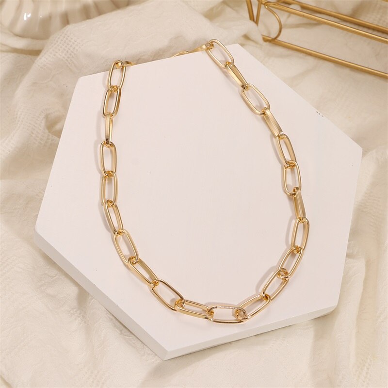 EN Punk Layered Chain Necklace Neck Chains for Women Vintage Exaggerated Golden Goth Hoop Metal Necklace 2021 Clavicle Jewelry