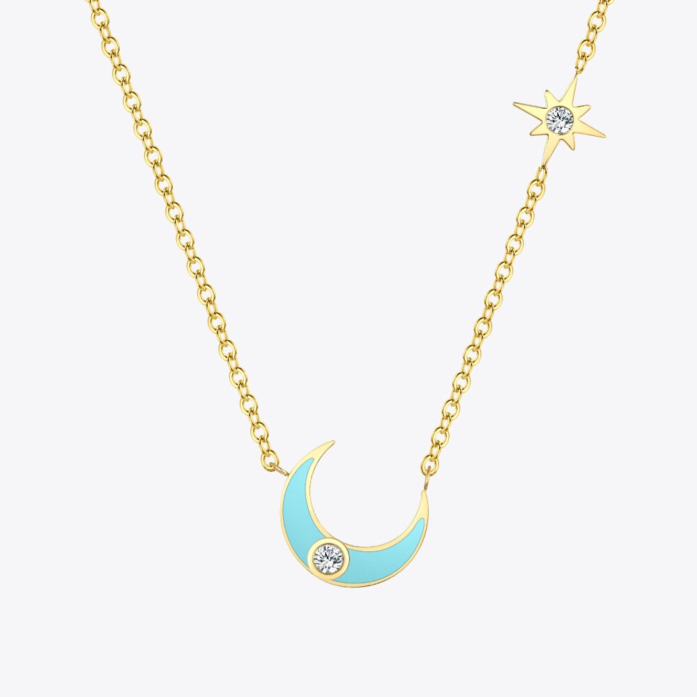 ENBlue Moon Necklace For Women Stainless Steel Jewelry Gold Color Fine Pendant Necklace 2021 Beach Collier P3207