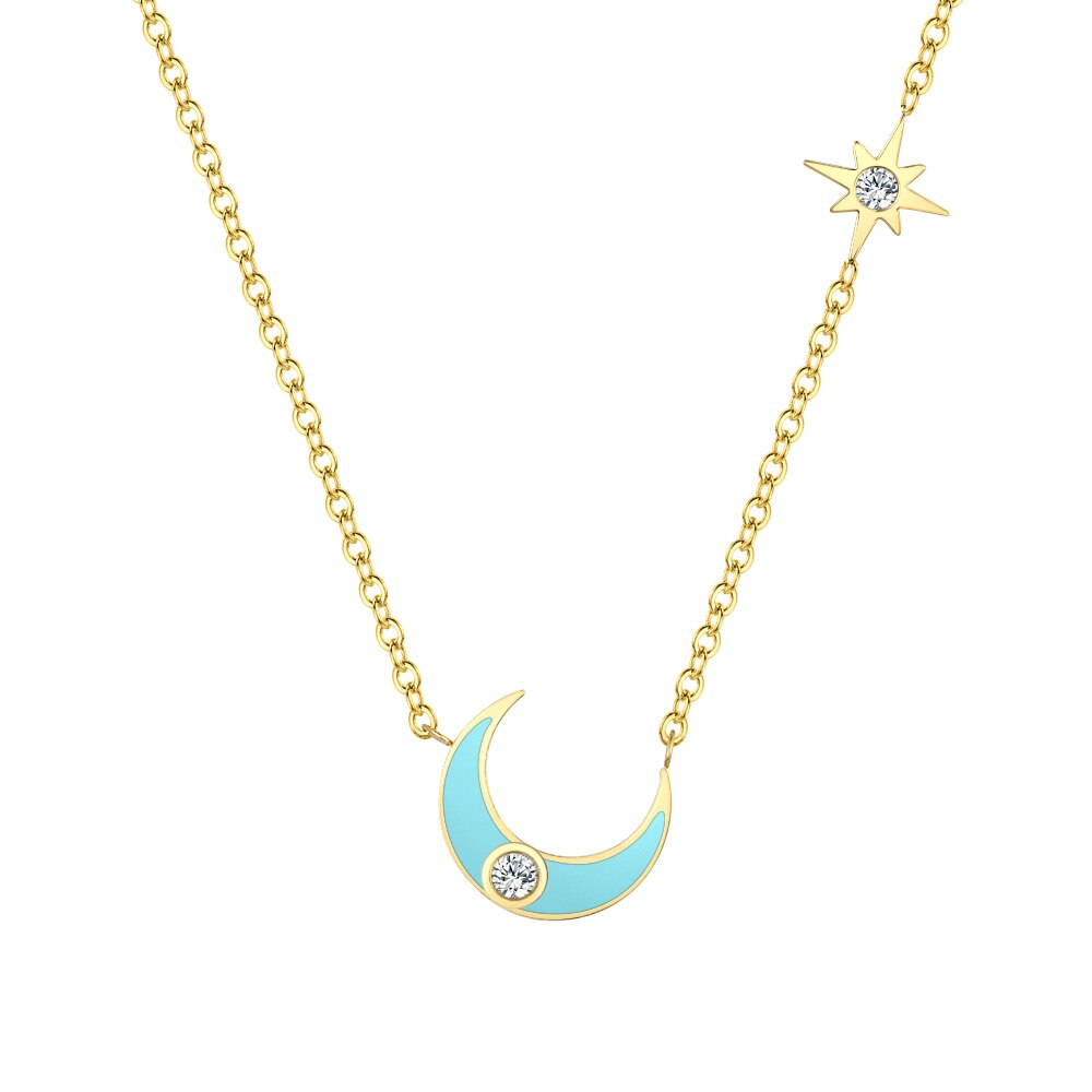 ENBlue Moon Necklace For Women Stainless Steel Jewelry Gold Color Fine Pendant Necklace 2021 Beach Collier P3207