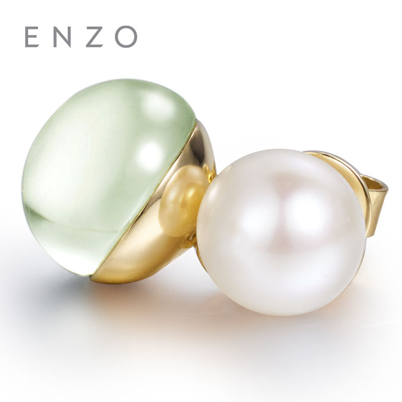 1.55CT Akoya Pearl Earrings with 2.67 Ct Blue Topaz 18K Yellow Gold Natural Gemstone For Women Single earring