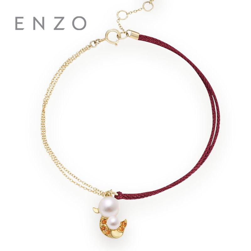 AKOYA pearl 0.06CT Citrine 18K Yellow gold bracelet mother baby duck red bracelet mother's d special