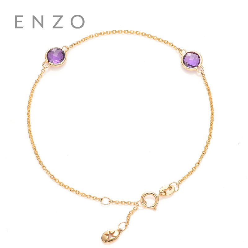 Cannes 0.9Ct Amethyst 18K Yellow Gold Bracelet All-match Fashion Bracelets Woman Jewelry