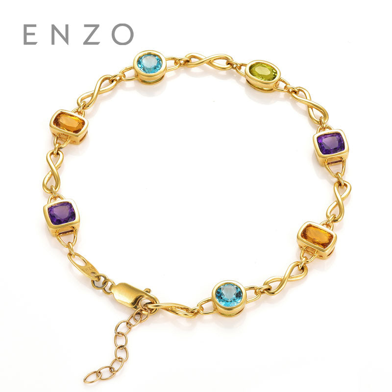Citrine/Amethyst/Peridot/Topaz Various gems 18K Yellow Gold Bracelet All-match Fashion Bracelets Woman Jewelry