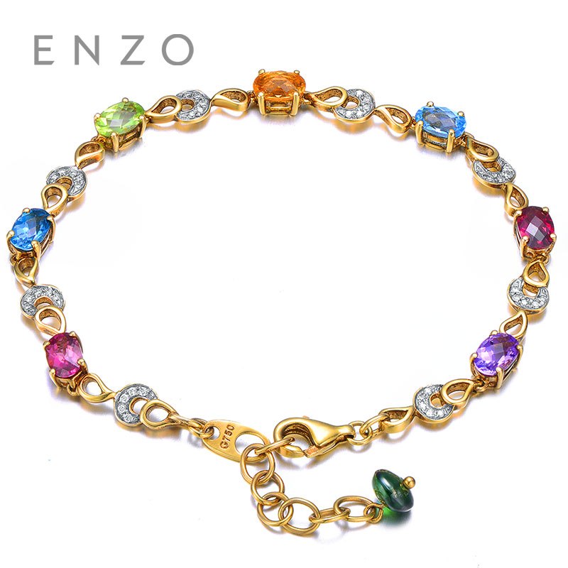 Citrine/Tourmaline/Garnet/Peridot/Topaz/Diamond Various gems 18K Yellow Gold Bracelet Fashion Bracelets Woman Jewelry