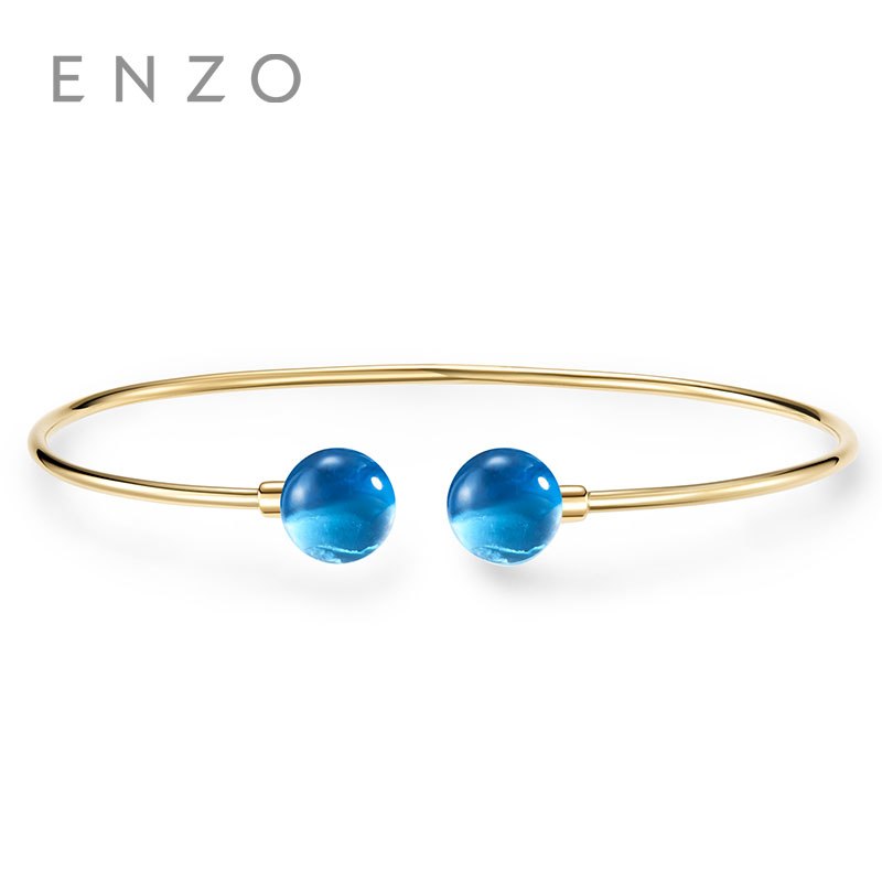 Sugaring Time Collections Blue Topaz 2PC 7.2CT 18K Yellow Gold Bracelet All-match Fashion Bracelets Woman Jewelry