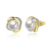 Women's Elegant Imitation Pearl Knot Studs Earrings for women girls Rose Gold color crystal Charm Earring Brincos jewelry