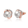 Women's Elegant Imitation Pearl Knot Studs Earrings for women girls Rose Gold color crystal Charm Earring Brincos jewelry