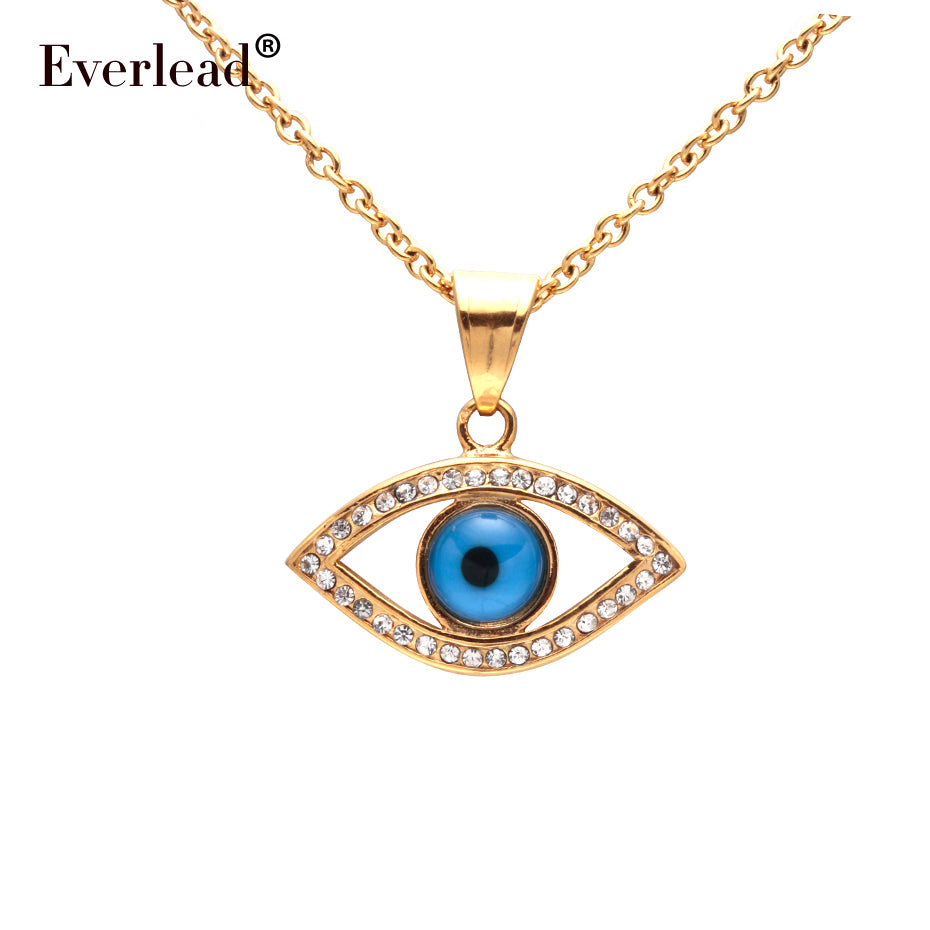 Czech Pendant Necklace 316L Stainless Steel With Free Chain for Men/Women Shiny Rhinestone Jewelry