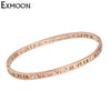 EX-MOON Women Titanium Steel roman numerals Crystal Bangle Bracelets Female Gold-Color Cuff Love Bracelet Fine Jewelry Pulseras