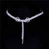 EXCITED ZIRCON Bowknot Crystal Choker Necklaces for Women Long Tassel Rhinestone Necklaces Weddings Jewelry Party Gifts