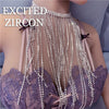 EXCTED ZIRCON  Woman Sexy Tassel Body Chain Chest Chain bling Rhinestone Crystal Jewelry Necklace Party Prom Gift