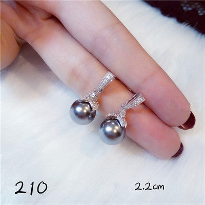 Eardrop Earrings For Women 9-10mm Gr Pearls S925 Sterling Silver Fine Jewelry Temperament Vintage Long Brincos