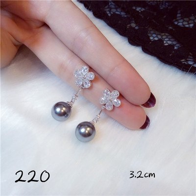 Eardrop Earrings For Women 9-10mm Gr Pearls S925 Sterling Silver Fine Jewelry Temperament Vintage Long Brincos