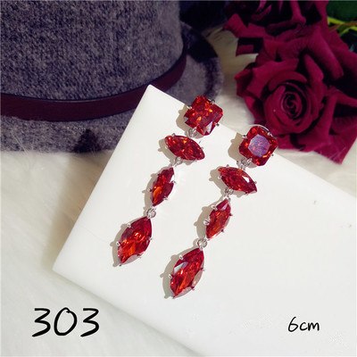Eardrop Earrings For Women Pigeon Blood Ruby S925 Sterling Silver Hyperbole Crystal Diamant Vintage Fine Jewelry Big Aretes