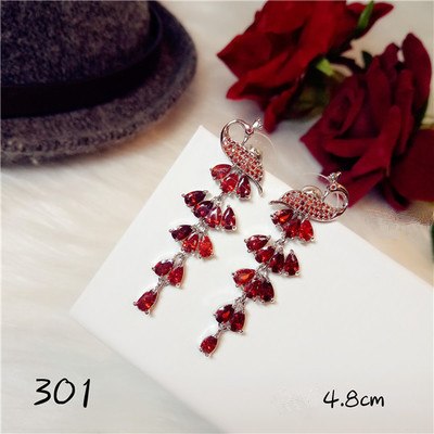 Eardrop Earrings For Women Pigeon Blood Ruby S925 Sterling Silver Hyperbole Crystal Diamant Vintage Fine Jewelry Big Aretes