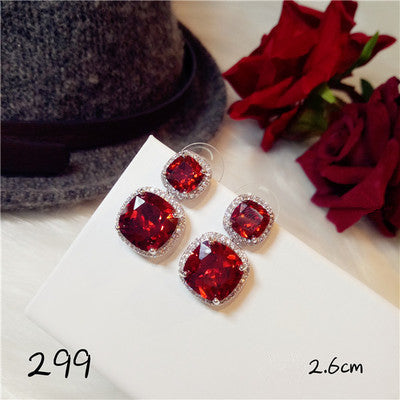 Eardrop Earrings For Women Pigeon Blood Ruby S925 Sterling Silver Hyperbole Crystal Diamant Vintage Fine Jewelry Big Aretes