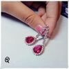 Eardrop Earrings For Women Rose Red Ruby Gemstone S925 Sterling Silver Luxury Hyperbole Temperament Fine Jewelry Wedding Brincos
