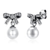 Earring of SVE091, sweetly style with 8mm shell pearl + top A zirconia, fashion jewelry earrings for Woman, brithd gift.