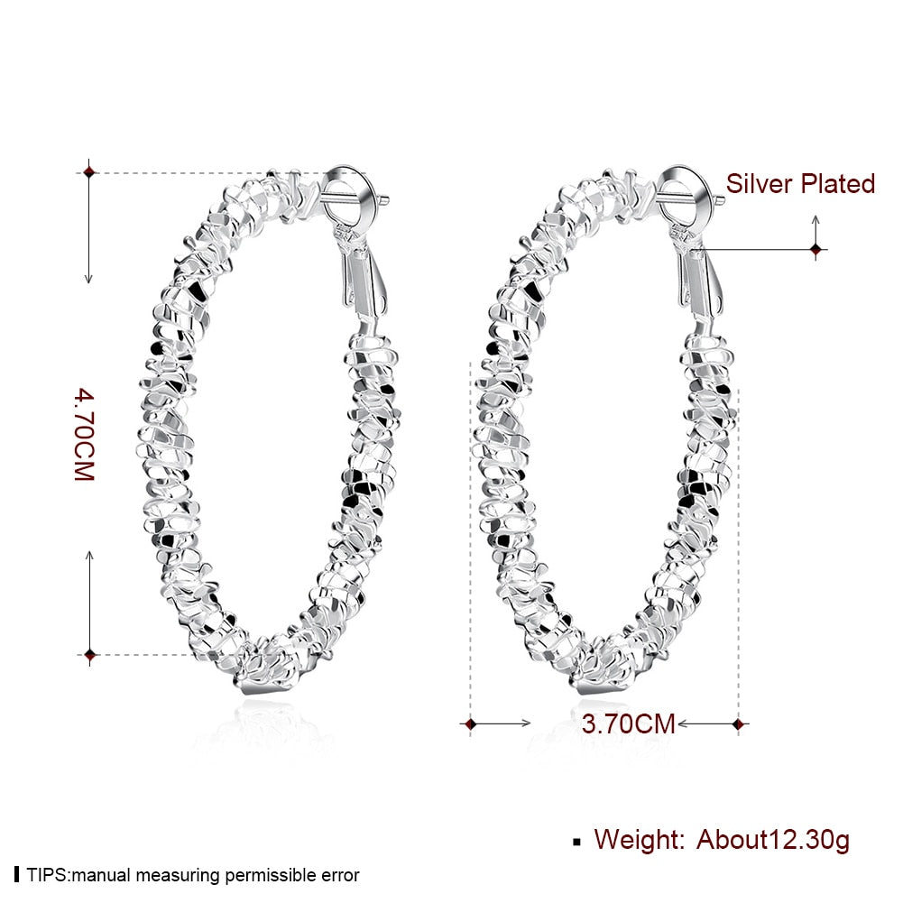 Earrings Online Shopping Hot Sale Silver Plated 3.7*4.7CM Big Round Circle Hoop Earring Fashion Jewellery for Women Party