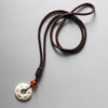 Tibetan Buddhist Handmade Simple Rope Chain With OM Mantra Sign Tagua Nut Pendant Necklace Buddhism Amulet Jewelry