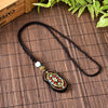 Ebony Clay Brass Inlaid with Nepalese National Style Hand-made Thangka Sweaterchain Versatile with Buddha's Cotton Hemp Necklace