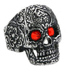 Anel Masculino Punk Vintage Trend Men's Ring Gothic Men's Skull Flower Red/Blue Eyes Biker Satinless Steel Ring