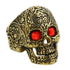Anel Masculino Punk Vintage Trend Men's Ring Gothic Men's Skull Flower Red/Blue Eyes Biker Satinless Steel Ring