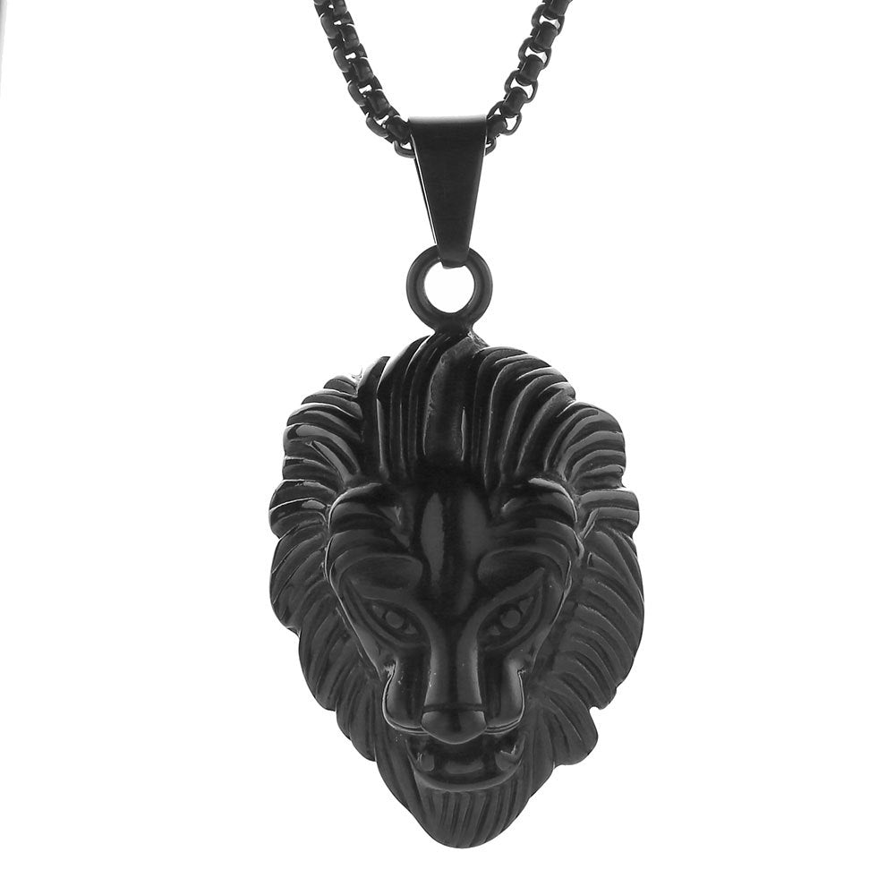 Hop Big Lion Head Pendant & Necklace Animal King Vintage Gold/Silver Color Box Chain For Men/Women Jewelry Wholesale