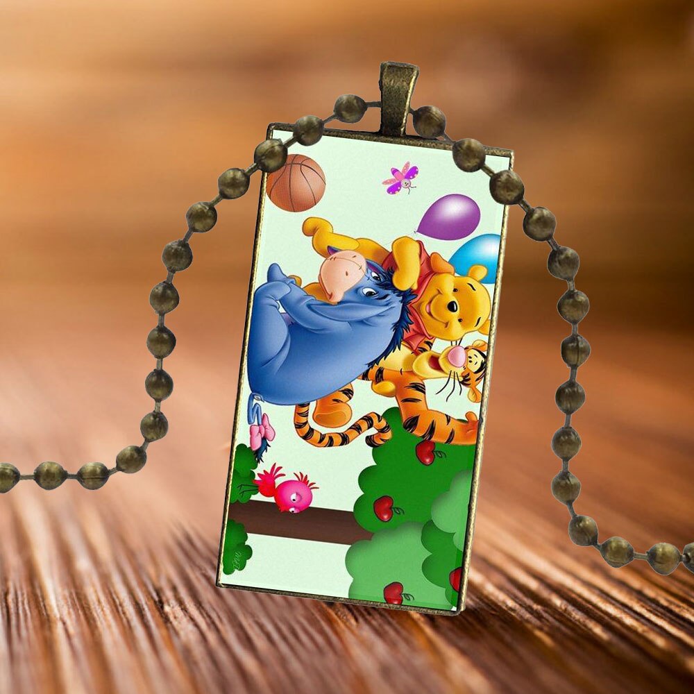 Eeyore Donkey Quotes Pooh Design Vintage Glass Women Rectangle Necklace Pendants For Valentine&#39;S Day Gift