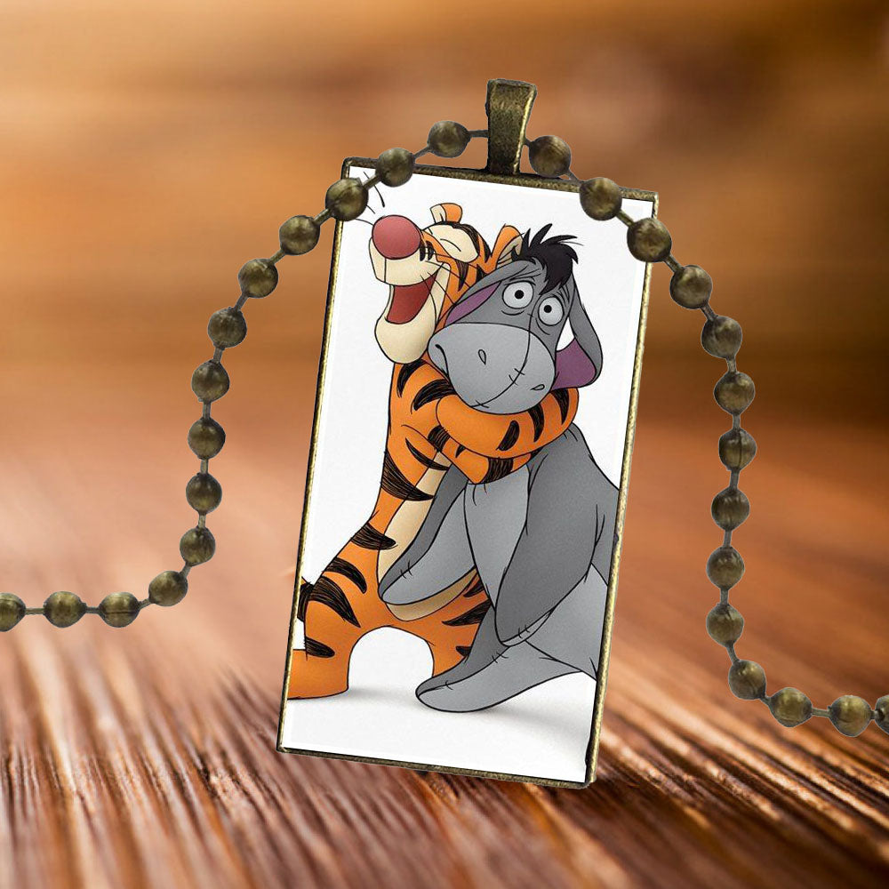 Eeyore Donkey Quotes Pooh Design Vintage Glass Women Rectangle Necklace Pendants For Valentine&#39;S Day Gift