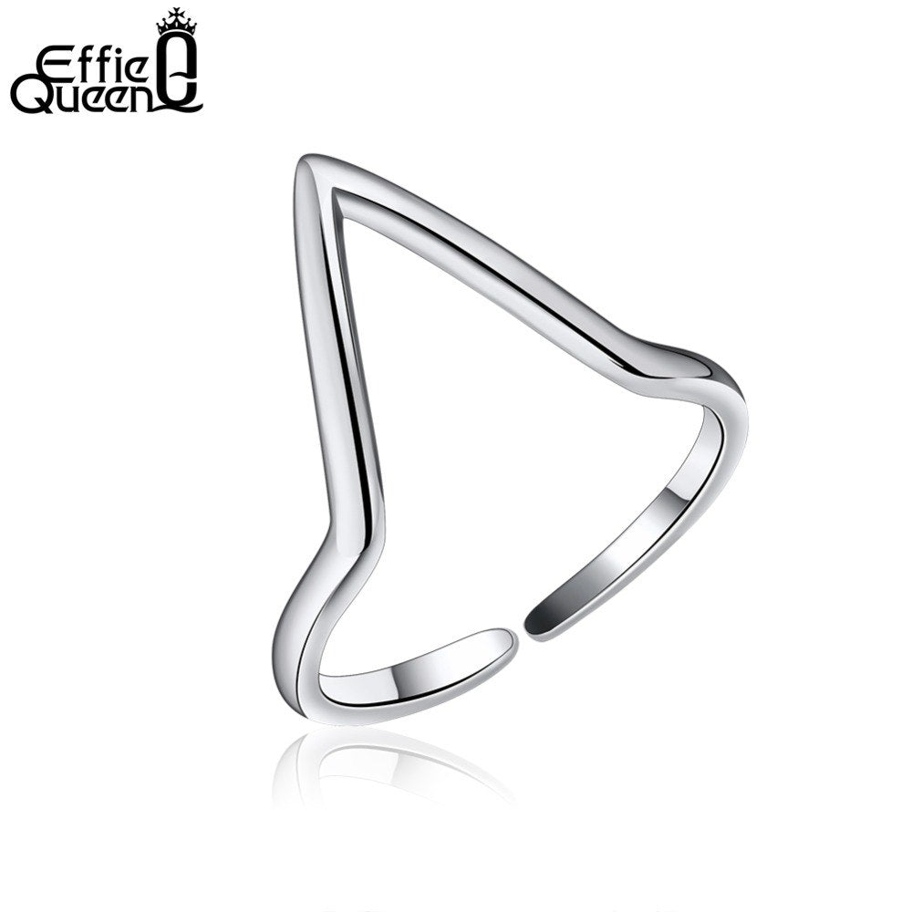 100% Solid Sterling Silver 925 Ring For Women Punk Rock Triangle Shape Co Design Rings Girl Party Jewelry BR89