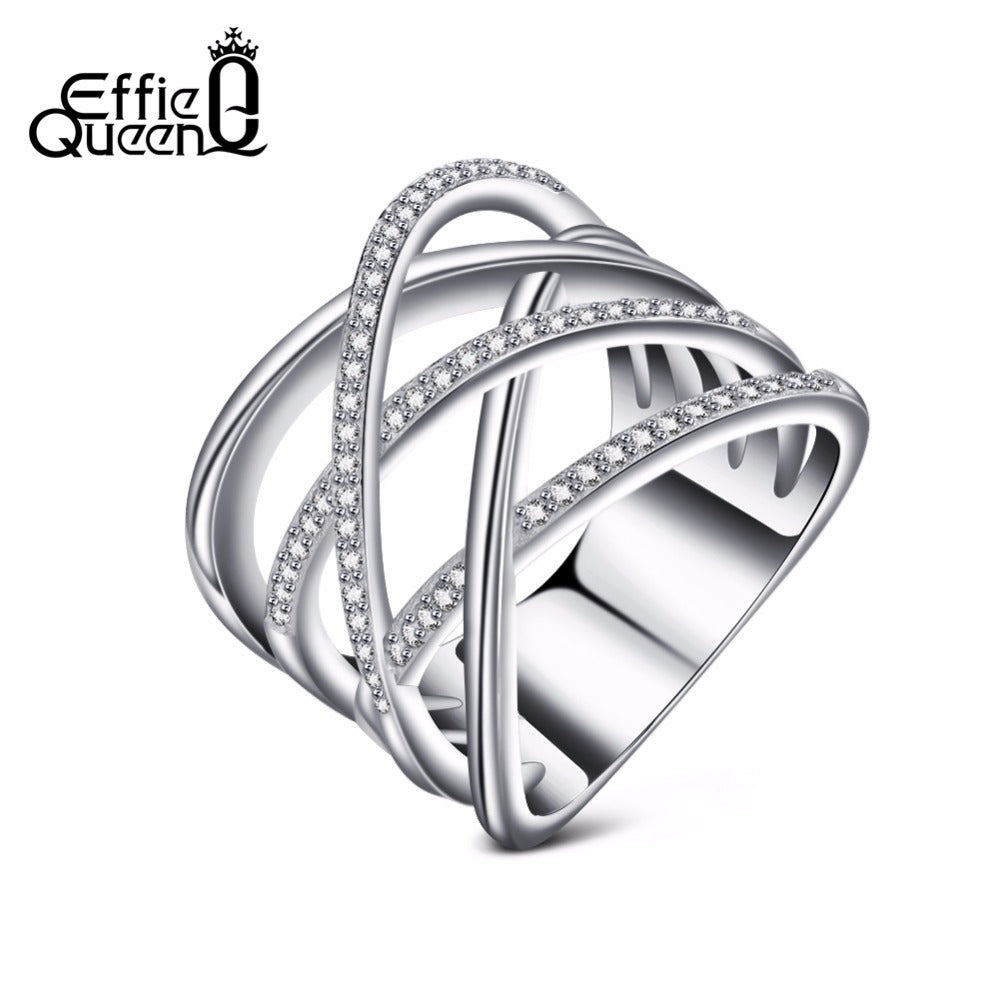 2020 Cocktail Party Finger Ring Trendy Silver/Rose Gold Color Cubic Zircon Rings Jewelry for Women Wedding DR85