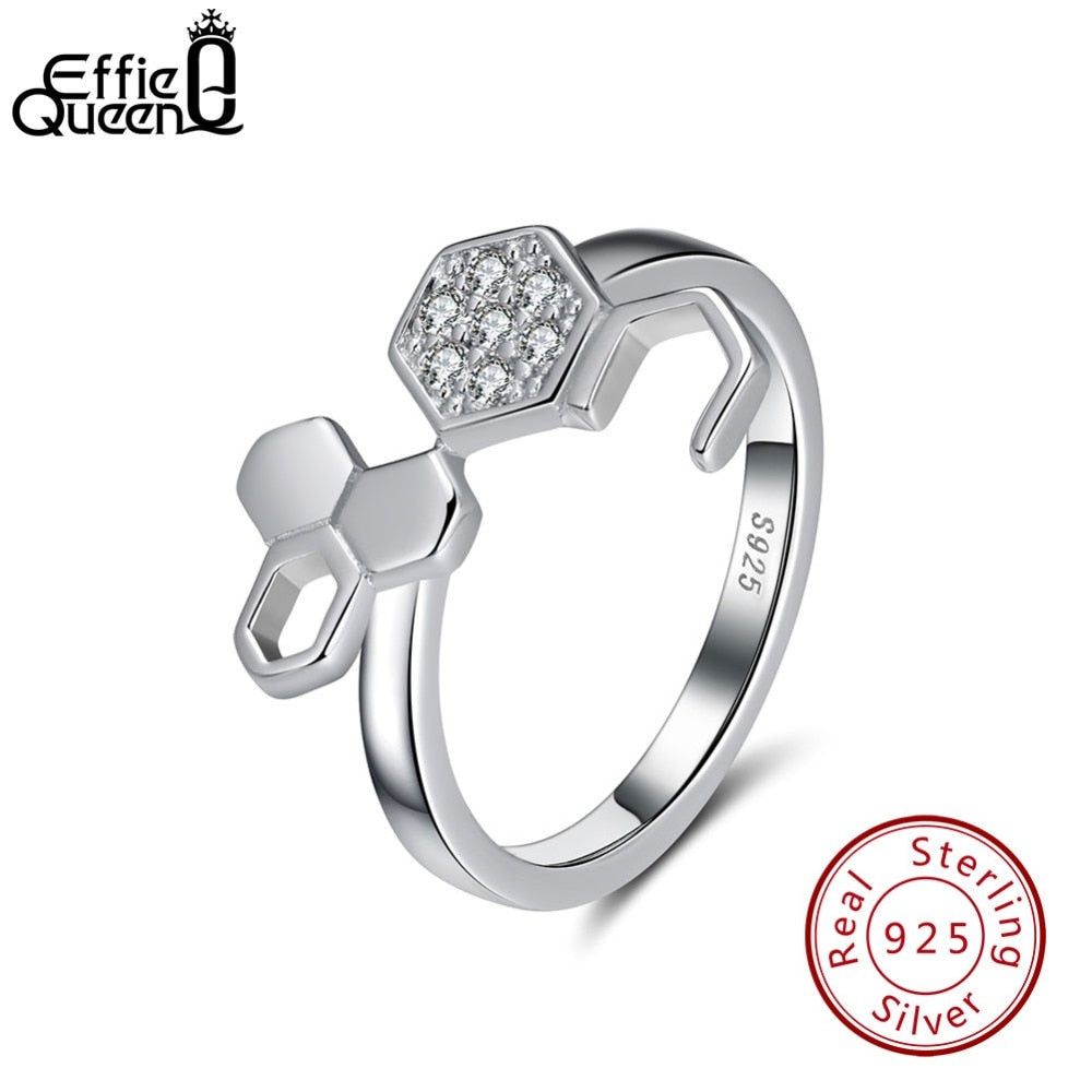 925 Sterling Silver Rings For Women Honeycomb Cubic Zircon Irregular Ring Party Charms Jewelry Original Design DSR94