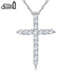 Effie Queen Cross Pendant Necklace Silver Color for Women's Clothing &amp; Accessories Crystal Necklace Jewelry Gift WN56